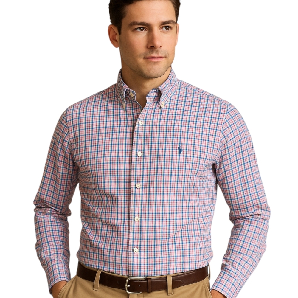 Ralph Lauren Classic Fit Button Down Checked Shirt Blue Label Multicolour Size M
